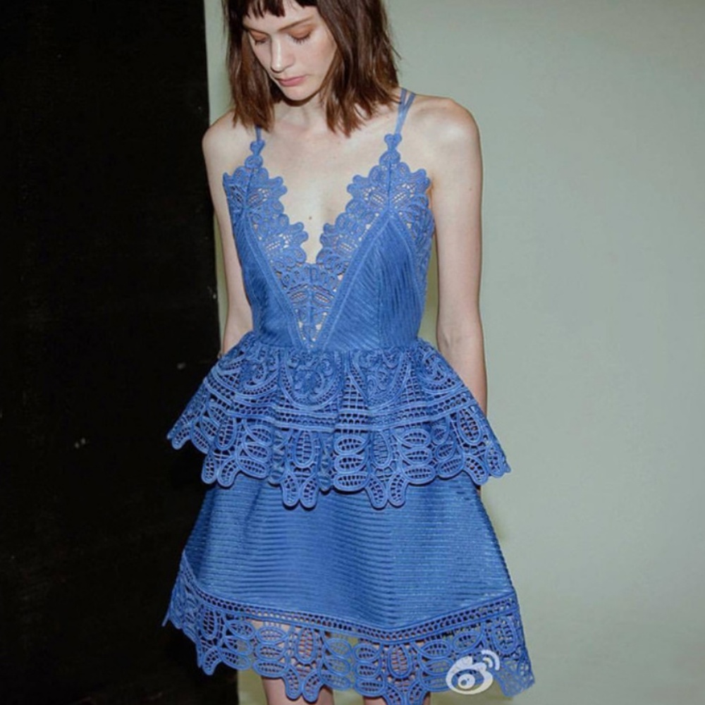 Beautiful Blue Lace Peplum